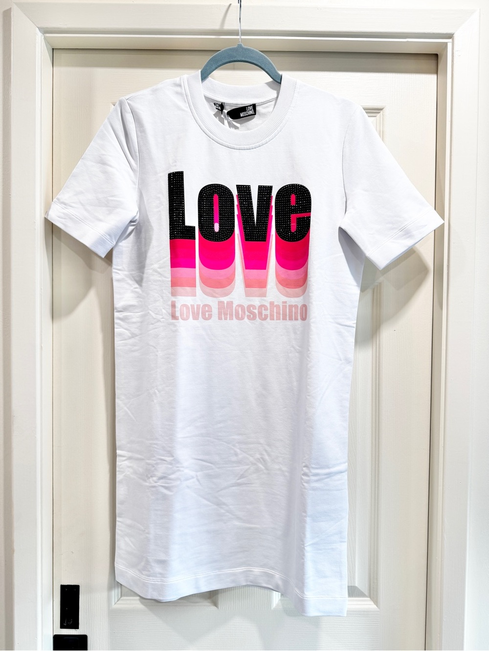 Authentic Love Moschino Graphic White T-Shirt Dress